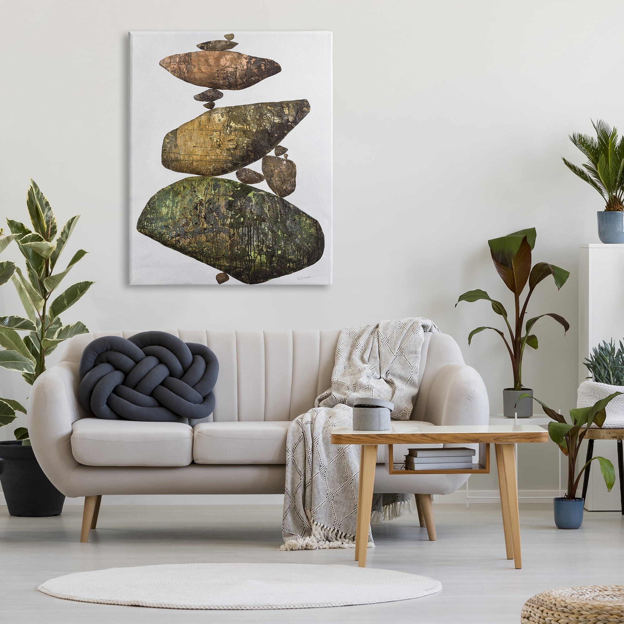 Stupell Industries Modern Stacked Rocks Nature Nature Painting Gallery Wrapped Canvas Print Wall Art, 36 x 48