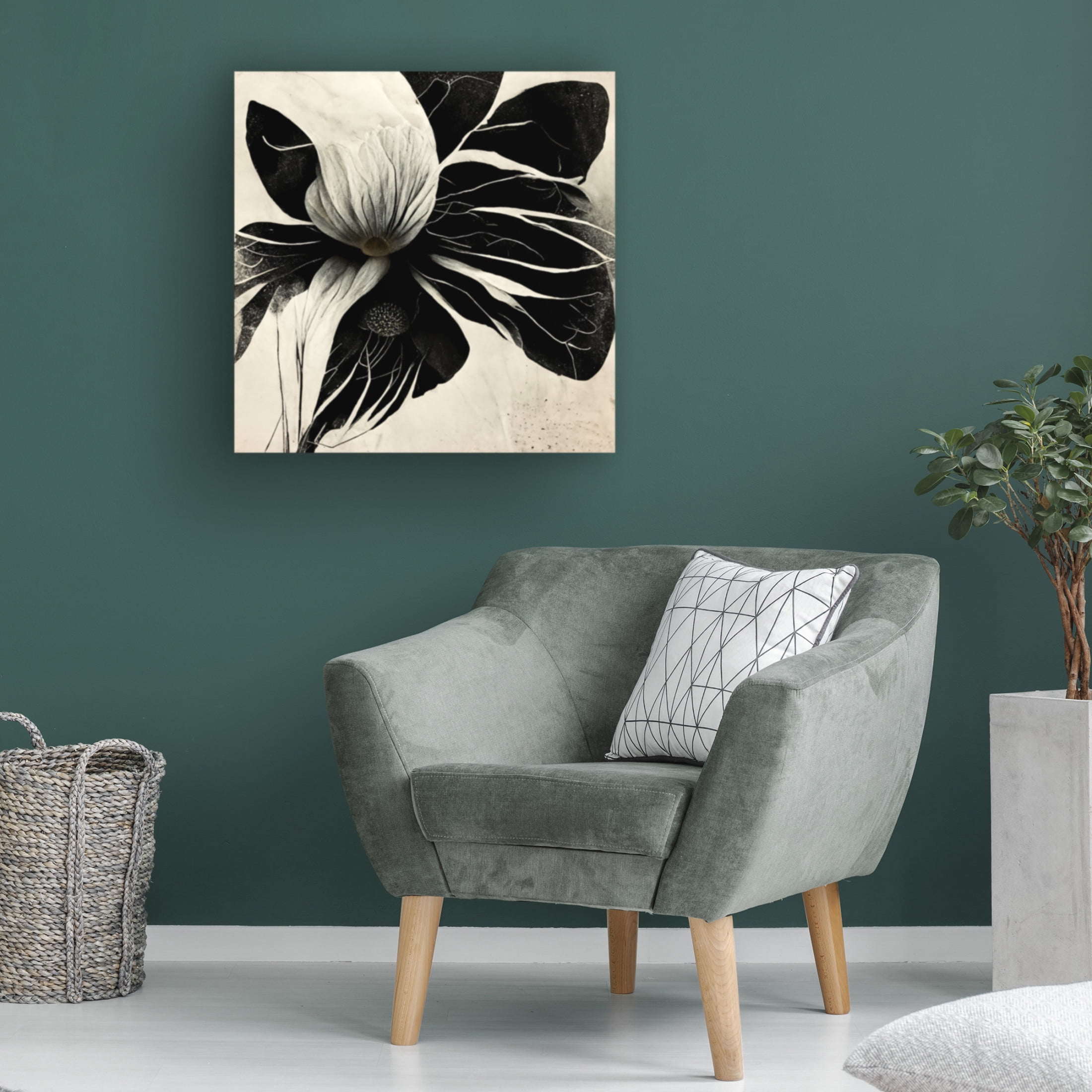 Canvas Wall Art - Ray Heere 'Flowers Black White 8' Wall Art for Living Room, Bedroom, or Office Décor by Trademark Fine Art - 24 x 24 Inches