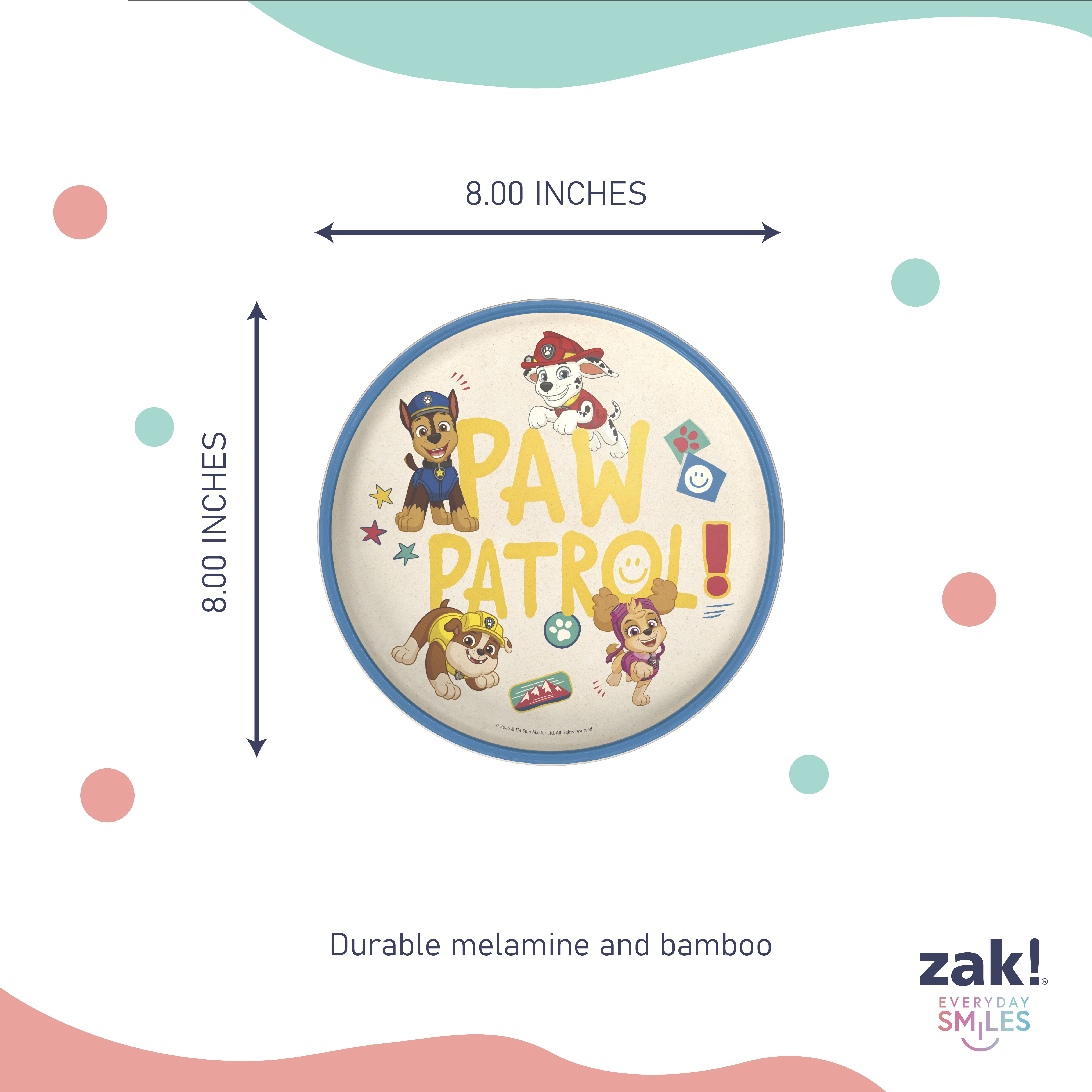 Zak Designs Paw Patrol 8" Plate