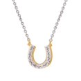 thumbnail image 1 of Collar dorado chapado en oro amarillo de 14 quilates sobre plata con diamantes, 1 of 4