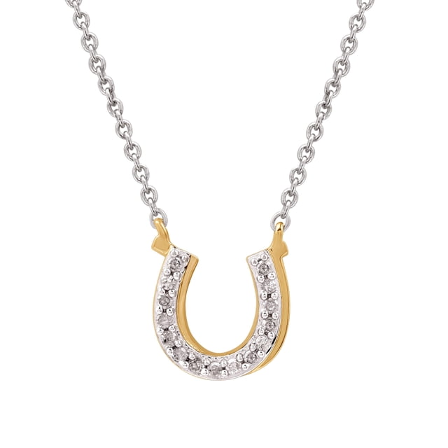 Collar dorado chapado en oro amarillo de 14 quilates sobre plata con diamantes