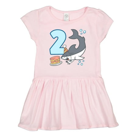 

Inktastic 2nd Birthday Shark with Cake Gift Toddler Girl Dress