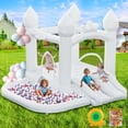 thumbnail image 1 of Bounce House FINCOME, inflable blanco con piscina de bolas con doble tobogán, 1 of 7