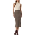 thumbnail image 2 of INSPIRE CHIC Cable Knit Sweater Skirt for Women's Elastic Waist A-Line Side Slit Casual Ribbed Knit Maxi Skirt S Brown, 2 of 6