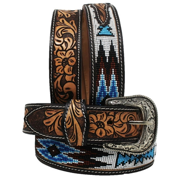 35-36  Men's Western Rodeo Heavy Duty Beaded Full-Grain Leather Belt 26RT12