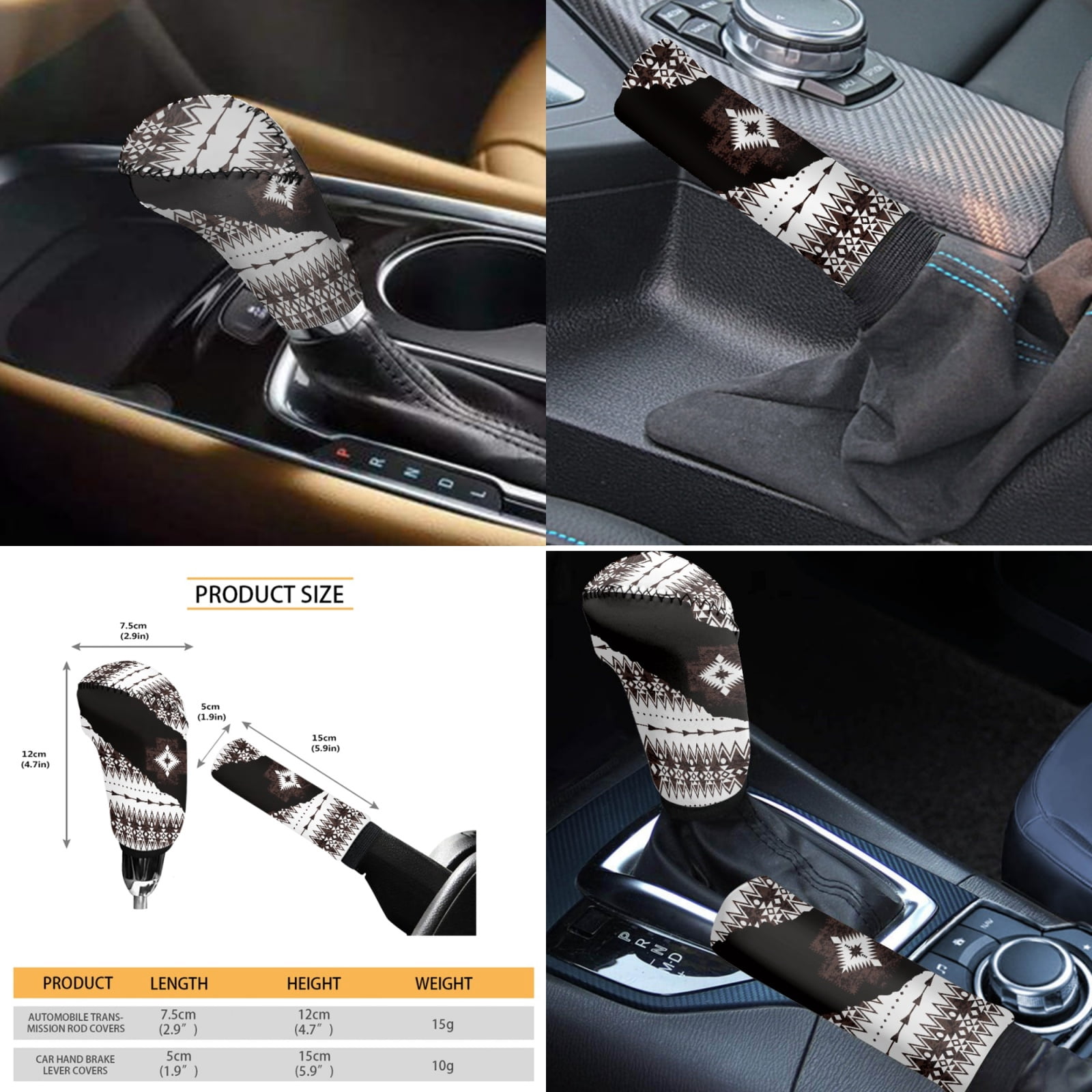 Renewold American Tribal Car Seat Cover Set 11 Pieces for Women Men, with Auto Seat Protector Non-slip Steering Wheel Cover Headrest Cover Coasters Handbrake Cover Gear Shift Cover