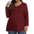 thumbnail image 2 of Fall T-Shirt for Women Womens Plus Size Tops Long Sleeve Shirts V Neck Casual Clothing Clothes Solid Color Tops, 2 of 6