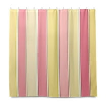 Yayeee Shower Curtain with Hooks 72"x72" Waterproof Fabric Bathroom Hanging Decor, Pink and Yellow Striped Pattern