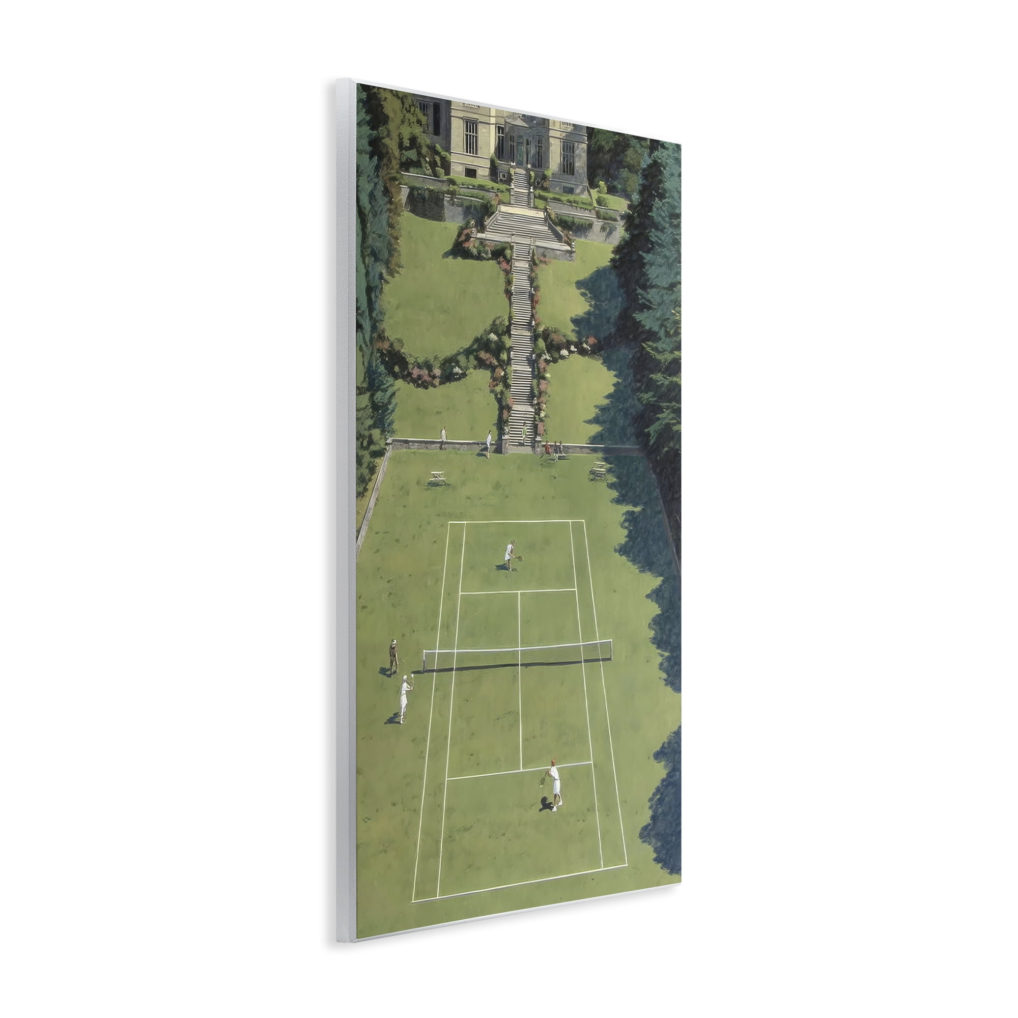 Stupell Industries Tennis Court at Mansion Wall Plaque Art, design by Petal Prints Design