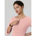 thumbnail image 4 of DARING DIVA Sheath Dress Zipper Neck Work Pencil Dresses L Pink, 4 of 6