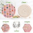 thumbnail image 5 of 6 Pcs Drink Coasters with Holder 3.94in Woven Coasters for Drinks Christmas Ornaments Pattern Coaster Set for Protection Table, 5 of 7
