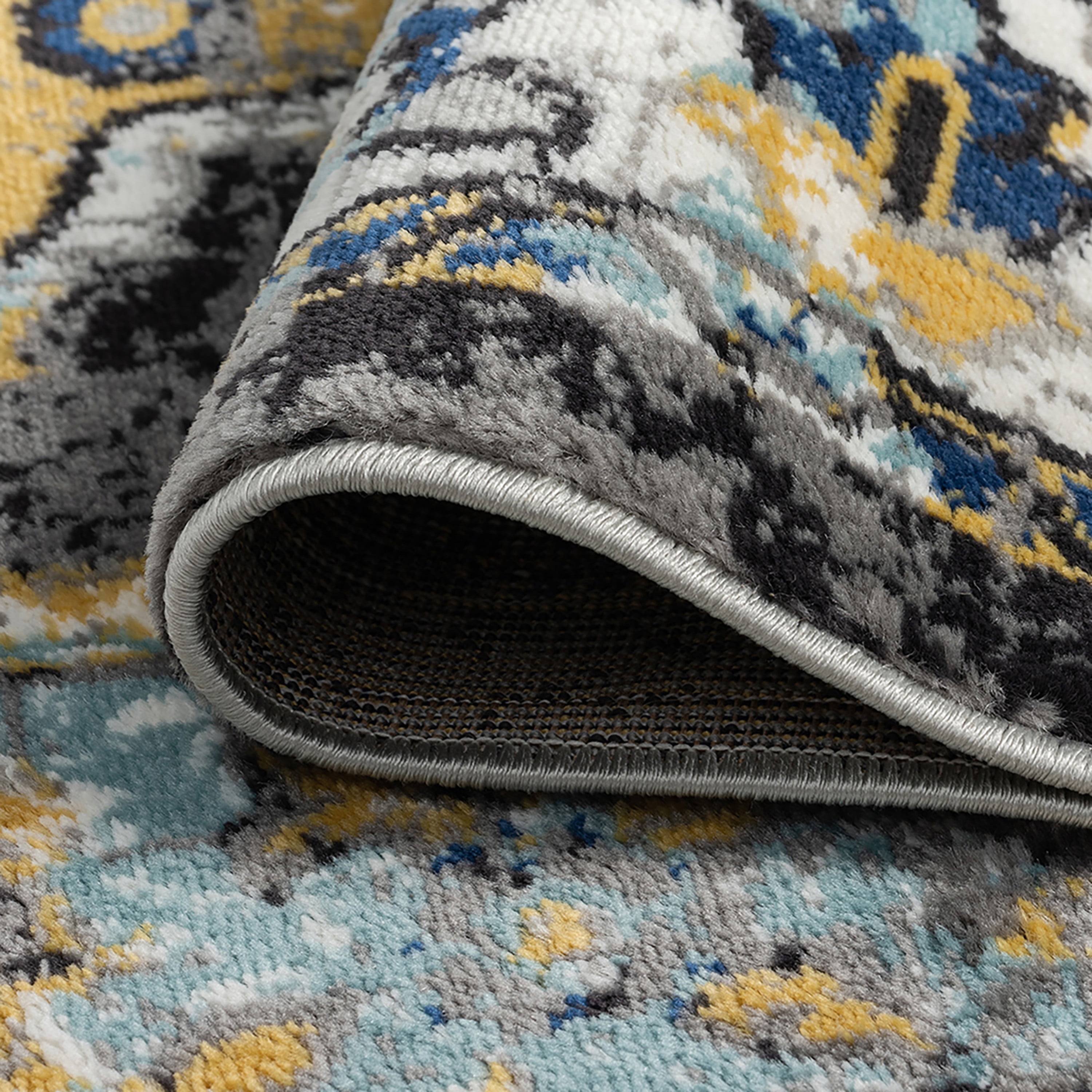 Traditional 2x3 Area Rug (2' x 3') Medallion Gray, Blue Indoor Scatter Easy to Clean