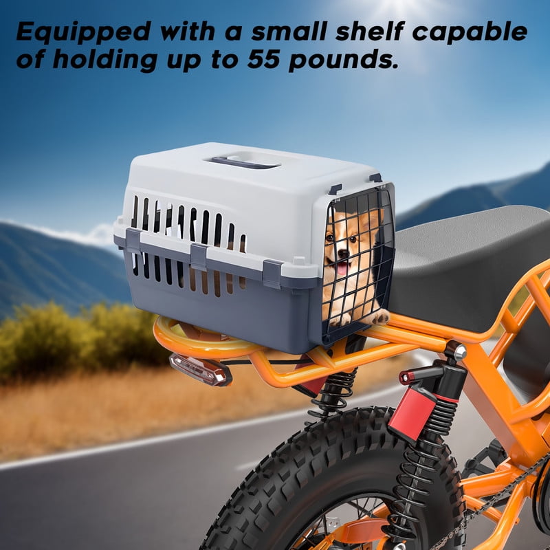 SPACEWALK M7 Electric Bike for Adults–750W Motor,20"x4" Fat Tires,24.9MPH Top Speed, 48V 15Ah Removable Battery,Dual Front & Rear Suspension,Orange