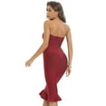 thumbnail image 6 of BEAUKEY Women Mermaid Strapless Slash Neck Knee Length Female Bandage Dress Patchwork, 6 of 9