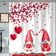 thumbnail image 4 of Cute Valentines Day Gnomes Shower Curtain, Valentine''s Red Pink Heart Tree Love Decor Fabric Shower Curtains Set for Bathroom Decoration with Hooks 72 X 72 Inch Trendy Valentine Hearts Bath Decor, 4 of 6