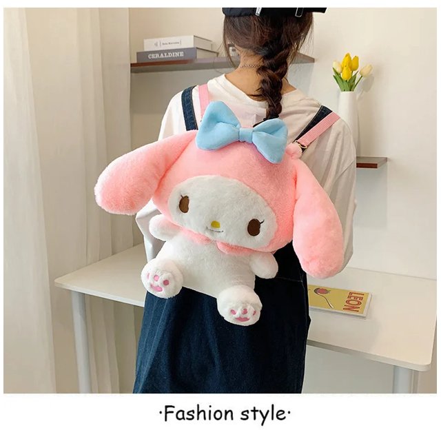 Sanrio-Bolso de felpa Cinnamorol Mymelody Kuromi Onpompurin Hello Kitty Pikachu, mochila Kawaii de Anime, bolso de hombro, bandolera