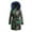 Blue, variant on Viikei Winter Coats for Women Women Winter Warm Medium Length Large Print Vintage Style Hooded Cotton Jacket