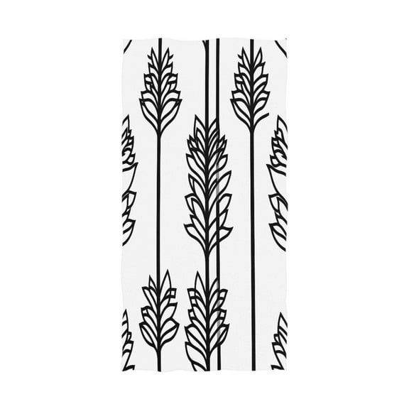 Black and White Leaf Pattern 64''x32'' Bath Towels Lightweight Quick-Dry Breathable Soft for Gym Travel Swim