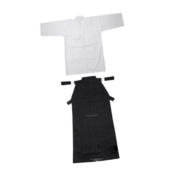 relayinert Kendo Uniform Set Kendo Hakama Breathable White Ninjas and Japanese Judo Hakama White Kimono 175cm White and Black 170cm