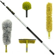 DocaPole Cleaning Kit with 30 Foot Extension Pole // Includes 3 Dusting Attachments   1 Window Squeegee & Washer