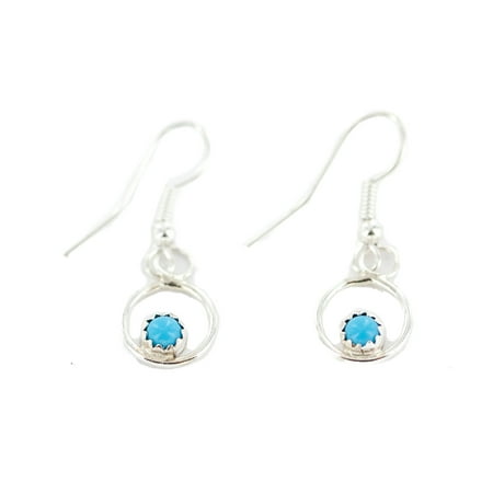Navajo Turquoise Post - Delicate $90 Retail Tag Authentic Karen McCray Navajo .925 Sterling Silver Turquoise Dangle Native American Earrings
