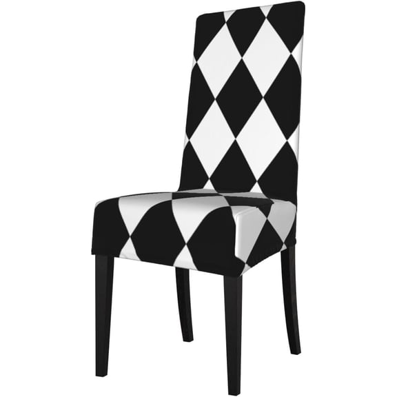 WINDALY Black and White Harlequin Home Decoration Dining Room Chair Covers, Soft and Comfortable