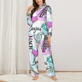 thumbnail image 2 of Honeii Eiffel Tower and Hearts print Women's Pajama Sets Long Sleeve Button Down Sleepwear Nightwear Soft Pjs Lounge Sets-Small, 2 of 7