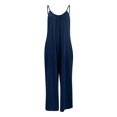 thumbnail image 5 of Baqcunre Rompers For Women Womens Floral Printed Jumpsuits Sleeveless Spaghetti Strap Rompers Wide Leg Pants With Two Pockets Jumpsuits For Women Women'S Pants Navy M, 5 of 8