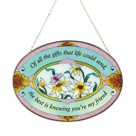 Handcrafted Stained Glass Suncatcher Beautiful Floral Friend Suncatcher Gift - Stained Glass Colorful Outdoor or Indoor Window Hanging ()