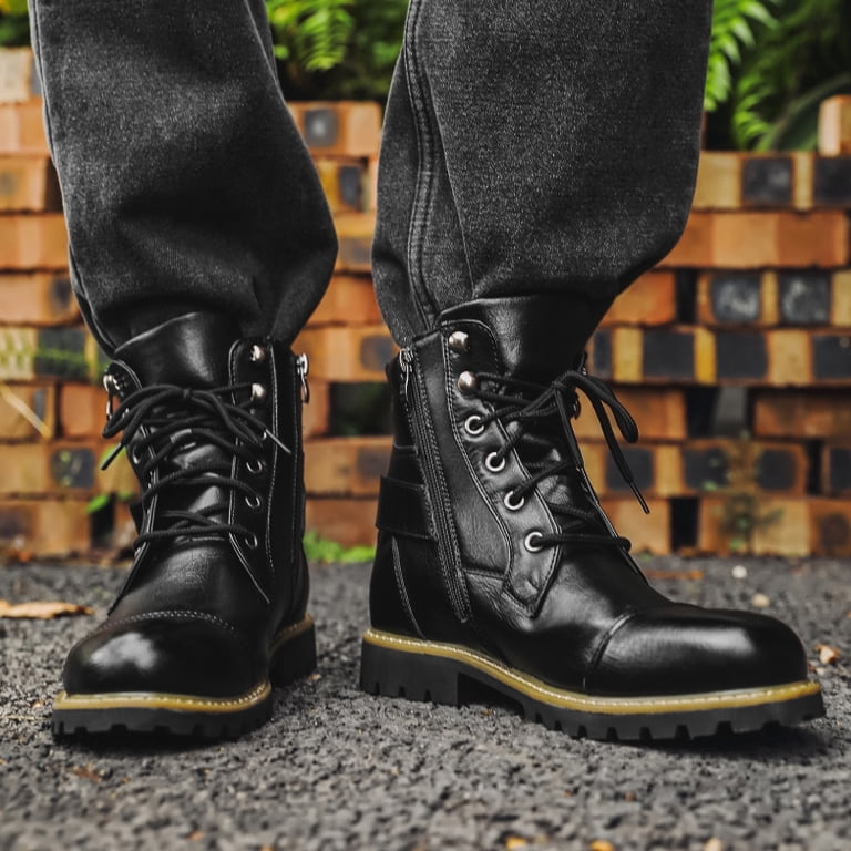 Oxford Dress Boot Mens Boots Motorcycle Casual Boots for Men Zipper Fashion  Chukka Boots for Men - Walmart.com
