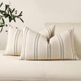 thumbnail image 1 of Chenchen Hand Made Throw Pillow Covers 12x20 Set of 2 Striped Pillow Covers Textured Linen Decorative Pillows Lumbar Cushion Covers for Sofa Couch Bed Living Room Farmhouse Decor, Grey, 1 of 1