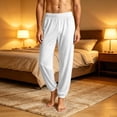 thumbnail image 2 of cfhntfmh Mens Jogger Pajama Pants Casual Comfy Lightweight Lounge Pants Drawstring Loose Soft Pants Sleepwear (White,X-Large), 2 of 6