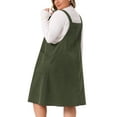 thumbnail image 4 of Agnes Orinda Women's Plus Size Pleated Adjustable Straps Casual Jumper Overall Corduroy Pinafore Suspender Dresses with Pockets 1X Army Green, 4 of 7