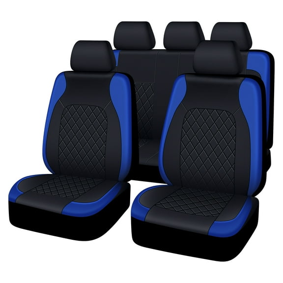AUTOYOUTH Car Seat Cover Full Set- Waterproof PU Leather Bucket Seat Covers Universal Fit For Most Cars,Truck SUV and Vans...(Blue Color)