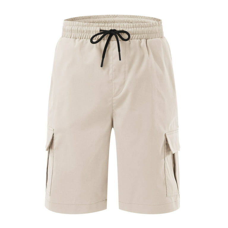 Beige Summer Short Cargo Pants Male Solid Color Plus Size Casual All Shorts  Fashionable Woven With Pockets