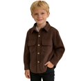 thumbnail image 3 of TIREOW Girls and Boys Corduroy Shirts Jackets Collared Button Front Solid Color Shirts Coat Spring Autumn Casual Shirts Top, 3 of 7