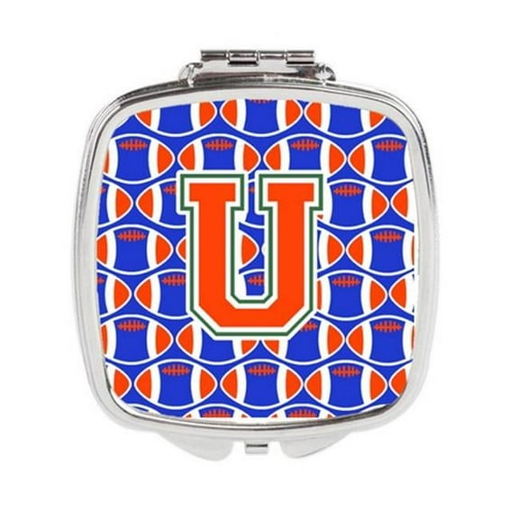 Letter U Football Green - Blue & Orange Compact Mirror