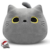 Gray Cat Plush Pillows Toys, 12" Kawaii Gray Cat Stuffed Animals Plush Toys, Cute Soft Cat Plushie Gray Cat Pillow Stuffed Cat Toys for Birthday Christmas Halloween Kids Gifts Home Car