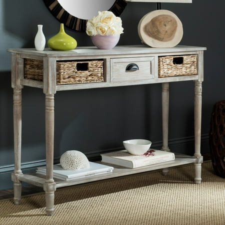 console safavieh christa table baskets drawer contemporary inches walmart