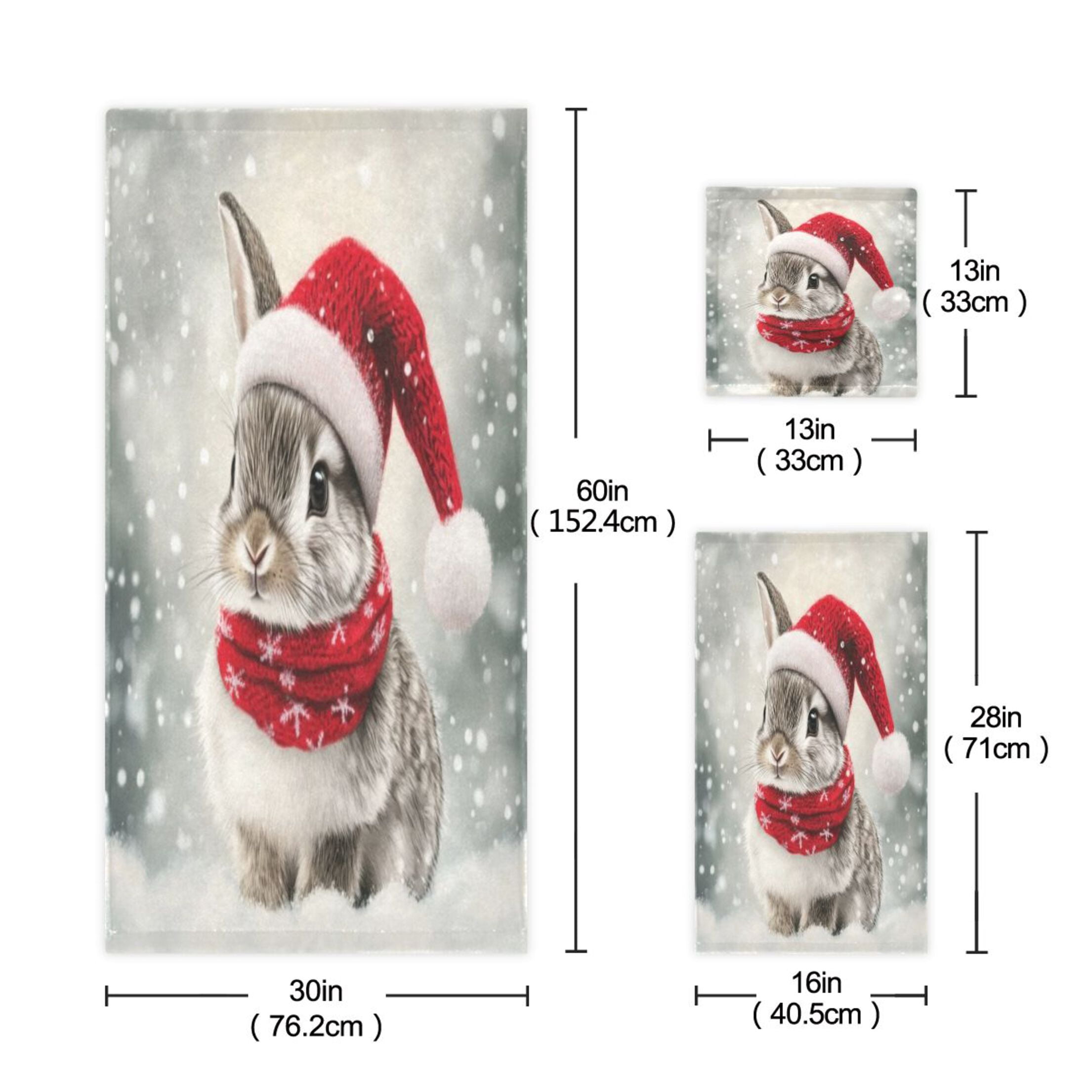 Three-Piece Towel Set Face Towel Towel Set Hand Towel Bath Towel Cotton Bath Towels Bath Towel Sets Hand Bath Towels Gray Christmas Bunny