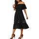 thumbnail image 1 of INSPIRE CHIC Vestido de Mujer con Mangas de Volante, Off The Shoulder, con Volantes y Inserción de Encaje, Maxi Vestidos XL Negro, 1 of 8