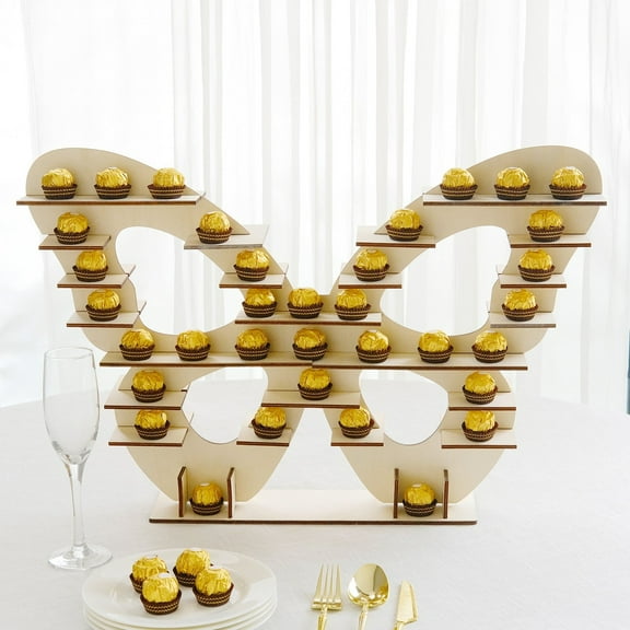 BalsaCircle 7 Tier 25 in Butterfly Shaped Wooden Dessert Display Stand Party Events Decorations