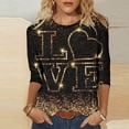 thumbnail image 2 of Wycnly Valentines Shirts for Women Casual Tops for Women Valentines Trendy Love Letter Print 3/4 Sleeve Pullover Spring Ladies Loose Lightweight Round Neck Blouses Weekly, 2 of 5