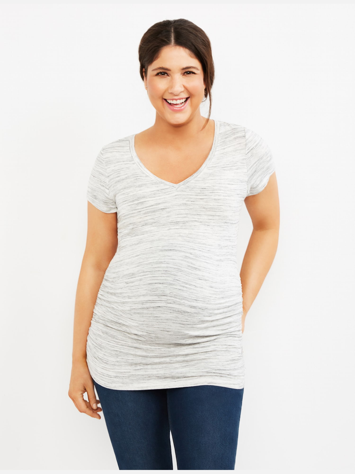 Motherhood Maternity Spacedye Side Ruched Maternity Tee