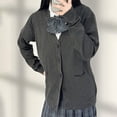 thumbnail image 2 of BUYISI Sweet Kawaii Knitted Cardigan V Neck Y2K Womens Cute Solid Color Uniform Loose Dark Gray, 2 of 9