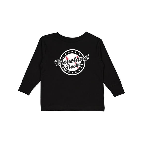 Inktastic Cleveland Rocks with Baseball in Circle and Stars Inversed Boys or Girls Long Sleeve Toddler T-Shirt
