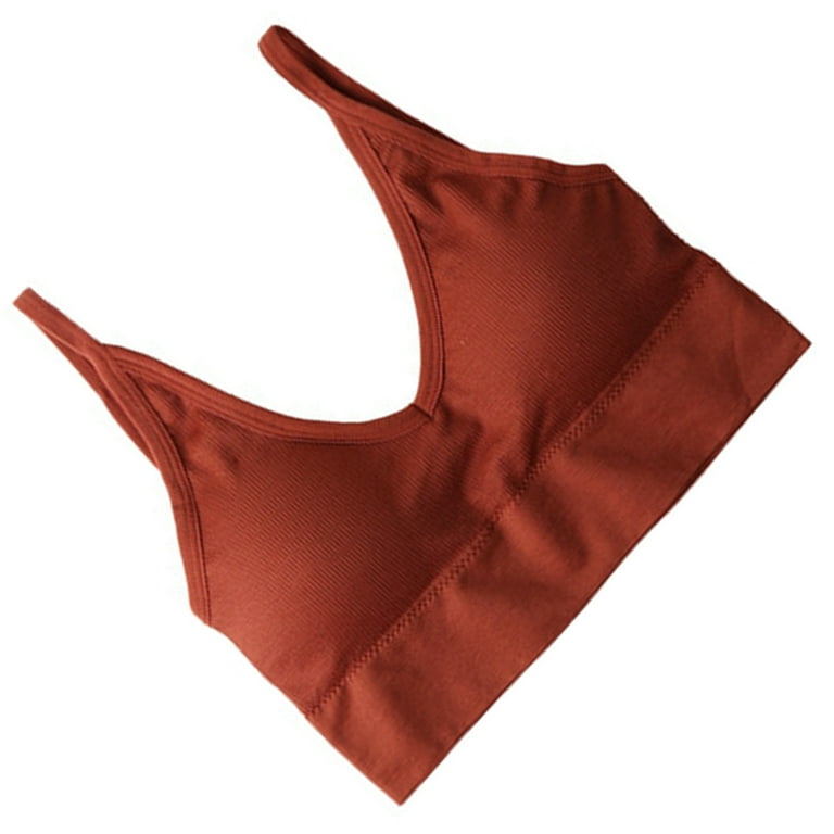 TureClos Sexy Crop Tops Sleeveless Sports Lingerie Top Strap Bra Bralette,  Caramel, L