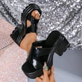 thumbnail image 5 of Dakaela High Chunky Platform Heels for Women Comfortable Block Heel Open Toe Slip on Summer Sandals, 5 of 7