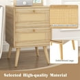 thumbnail image 5 of Costway 1 PCS Rattan Nightstand Boho Accent Bedside Table with 2 Storage Drawers Natural, 5 of 8