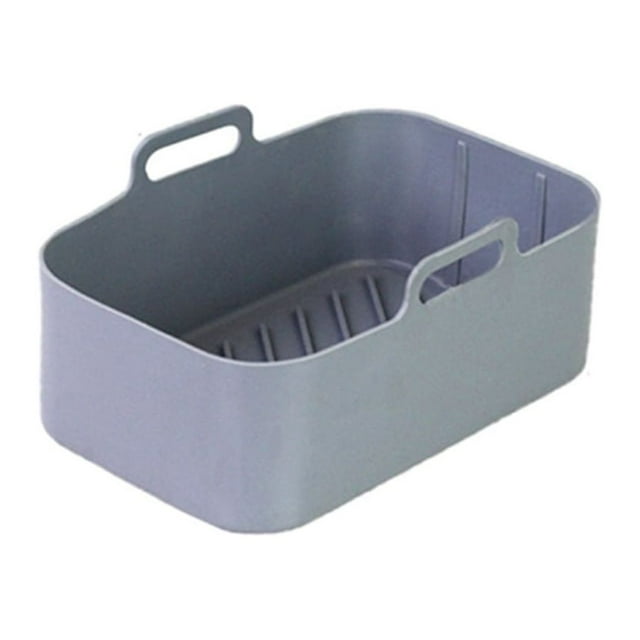 Yuarrent Bandeja de cocina para freidora de aire con mango, revestimiento que no se decolora, cesta de silicona reutilizable, accesorios para Cocina y Comedor Gris 1 PC